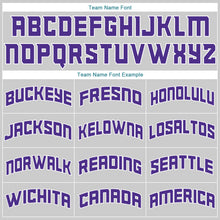 Load image into Gallery viewer, Custom Gray White-Purple Authentic Throwback Rib-Knit Baseball Jersey Shirt