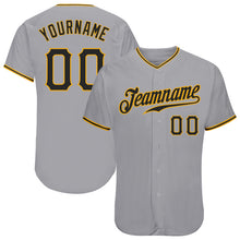 Load image into Gallery viewer, Custom Gray Black-Gold Authentic Baseball Jersey