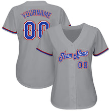 Load image into Gallery viewer, Custom Gray Royal-Red Authentic Baseball Jersey