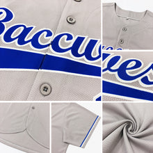 Load image into Gallery viewer, Custom Gray Royal-Red Authentic Baseball Jersey