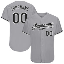 Load image into Gallery viewer, Custom Gray Black-White Authentic Baseball Jersey
