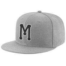 Load image into Gallery viewer, Custom Gray Black-White Stitched Adjustable Snapback Hat