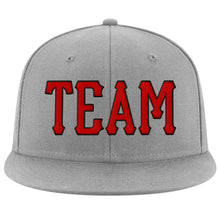 Load image into Gallery viewer, Custom Gray Red-Black Stitched Adjustable Snapback Hat