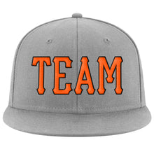 Load image into Gallery viewer, Custom Gray Orange-Black Stitched Adjustable Snapback Hat