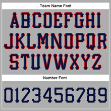 Load image into Gallery viewer, Custom Gray Navy-Red Stitched Adjustable Snapback Hat