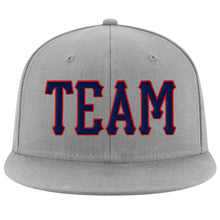 Load image into Gallery viewer, Custom Gray Navy-Red Stitched Adjustable Snapback Hat