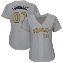 Load image into Gallery viewer, Custom Gray Old Gold-Black Authentic Baseball Jersey