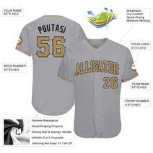 Load image into Gallery viewer, Custom Gray Old Gold-Black Authentic Baseball Jersey