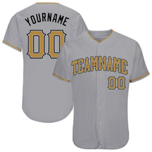 Load image into Gallery viewer, Custom Gray Old Gold-Black Authentic Baseball Jersey