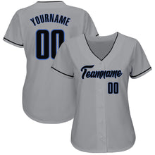 Load image into Gallery viewer, Custom Gray Black-Blue Authentic Baseball Jersey