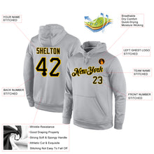 Load image into Gallery viewer, Custom Stitched Gray Black-Gold Sports Pullover Sweatshirt Hoodie