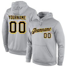 Load image into Gallery viewer, Custom Stitched Gray Black-Gold Sports Pullover Sweatshirt Hoodie