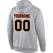 Load image into Gallery viewer, Custom Stitched Gray Black-Orange Sports Pullover Sweatshirt Hoodie