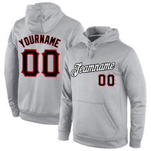 Load image into Gallery viewer, Custom Stitched Gray Black-Red Sports Pullover Sweatshirt Hoodie