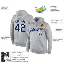 Load image into Gallery viewer, Custom Stitched Gray Navy-White Sports Pullover Sweatshirt Hoodie