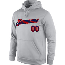 Load image into Gallery viewer, Custom Stitched Gray Navy-Red Sports Pullover Sweatshirt Hoodie