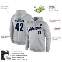 Load image into Gallery viewer, Custom Stitched Gray Black-Blue Sports Pullover Sweatshirt Hoodie