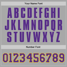 Load image into Gallery viewer, Custom Stitched Gray Purple-Gold Sports Pullover Sweatshirt Hoodie