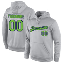 Load image into Gallery viewer, Custom Stitched Gray Neon Green-Navy Sports Pullover Sweatshirt Hoodie