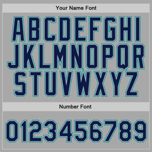 Load image into Gallery viewer, Custom Stitched Gray Navy-Aqua Sports Pullover Sweatshirt Hoodie