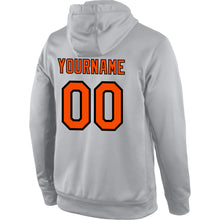 Load image into Gallery viewer, Custom Stitched Gray Orange-Black Sports Pullover Sweatshirt Hoodie