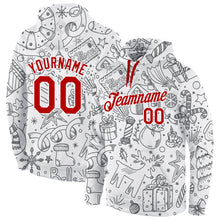 Load image into Gallery viewer, Custom Stitched White Red-White Christmas 3D Sports Pullover Sweatshirt Hoodie