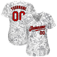 Load image into Gallery viewer, Custom Gray Red-Black Christmas 3D Authentic Baseball Jersey