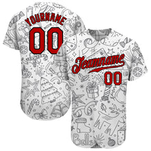 Load image into Gallery viewer, Custom Gray Red-Black Christmas 3D Authentic Baseball Jersey