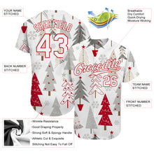 Load image into Gallery viewer, Custom Gray White-Red Christmas 3D Authentic Baseball Jersey
