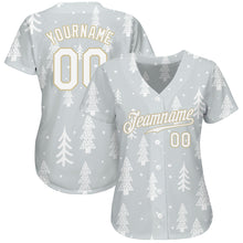 Load image into Gallery viewer, Custom Gray White-Old Gold Christmas 3D Authentic Baseball Jersey