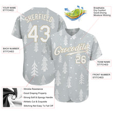 Load image into Gallery viewer, Custom Gray White-Old Gold Christmas 3D Authentic Baseball Jersey