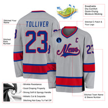 Load image into Gallery viewer, Custom Gray Royal-Red Hockey Jersey