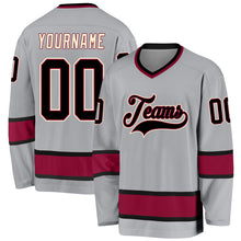Load image into Gallery viewer, Custom Gray Black-Maroon Hockey Jersey