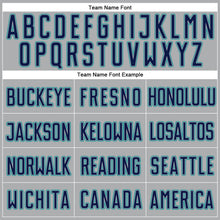 Load image into Gallery viewer, Custom Gray Navy-Teal Authentic Baseball Jersey