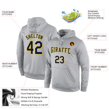 Load image into Gallery viewer, Custom Stitched Gray Navy-Gold Sports Pullover Sweatshirt Hoodie