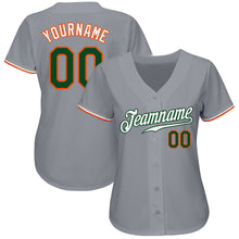 Load image into Gallery viewer, Custom Gray Green-Orange Authentic Baseball Jersey