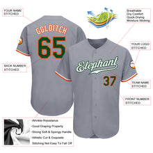 Load image into Gallery viewer, Custom Gray Green-Orange Authentic Baseball Jersey