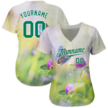 Load image into Gallery viewer, Custom Gray Kelly Green-White 3D Pattern Design Flowers And Butterfly Authentic Baseball Jersey