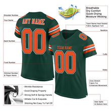 Load image into Gallery viewer, Custom Green Orange-White Mesh Authentic Football Jersey