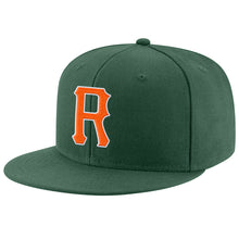 Load image into Gallery viewer, Custom Green Orange-White Stitched Adjustable Snapback Hat