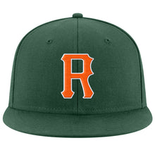 Load image into Gallery viewer, Custom Green Orange-White Stitched Adjustable Snapback Hat
