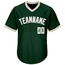 Load image into Gallery viewer, Custom Green White-Cream Authentic Throwback Rib-Knit Baseball Jersey Shirt
