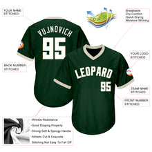 Load image into Gallery viewer, Custom Green White-Cream Authentic Throwback Rib-Knit Baseball Jersey Shirt