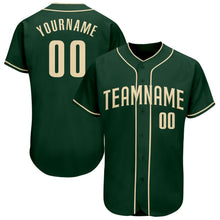 Load image into Gallery viewer, Custom Green Cream Authentic Baseball Jersey