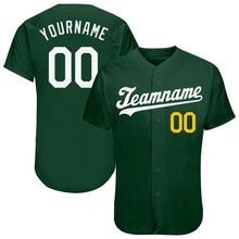 Load image into Gallery viewer, Custom Green White-Gold Authentic Baseball Jersey