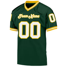 Load image into Gallery viewer, Custom Green White-Gold Mesh Authentic Throwback Football Jersey