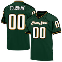 Load image into Gallery viewer, Custom Green White-Old Gold Mesh Authentic Throwback Football Jersey