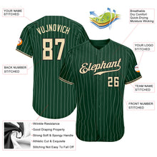Load image into Gallery viewer, Custom Green White Pinstripe Cream-Black Authentic Baseball Jersey