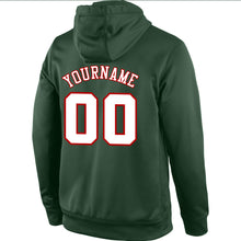Load image into Gallery viewer, Custom Stitched Green White-Red Sports Pullover Sweatshirt Hoodie