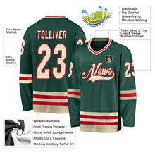 Load image into Gallery viewer, Custom Green Cream-Red Hockey Jersey